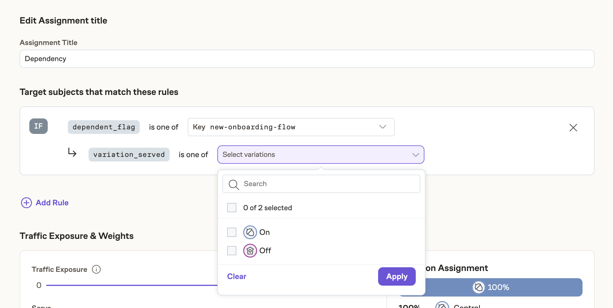 Select the parent variations for eligibility
