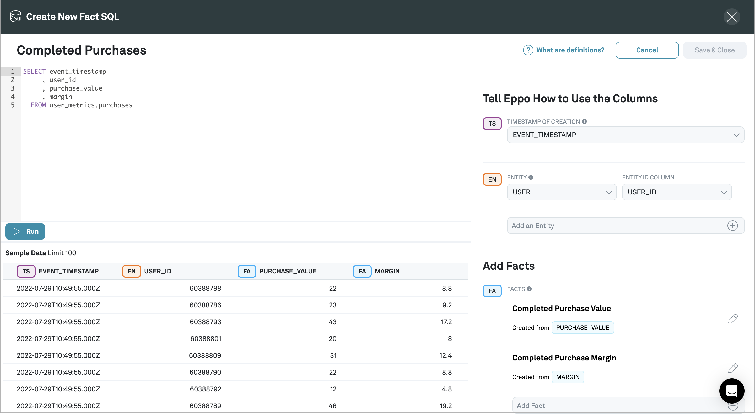 Create Fact SQL